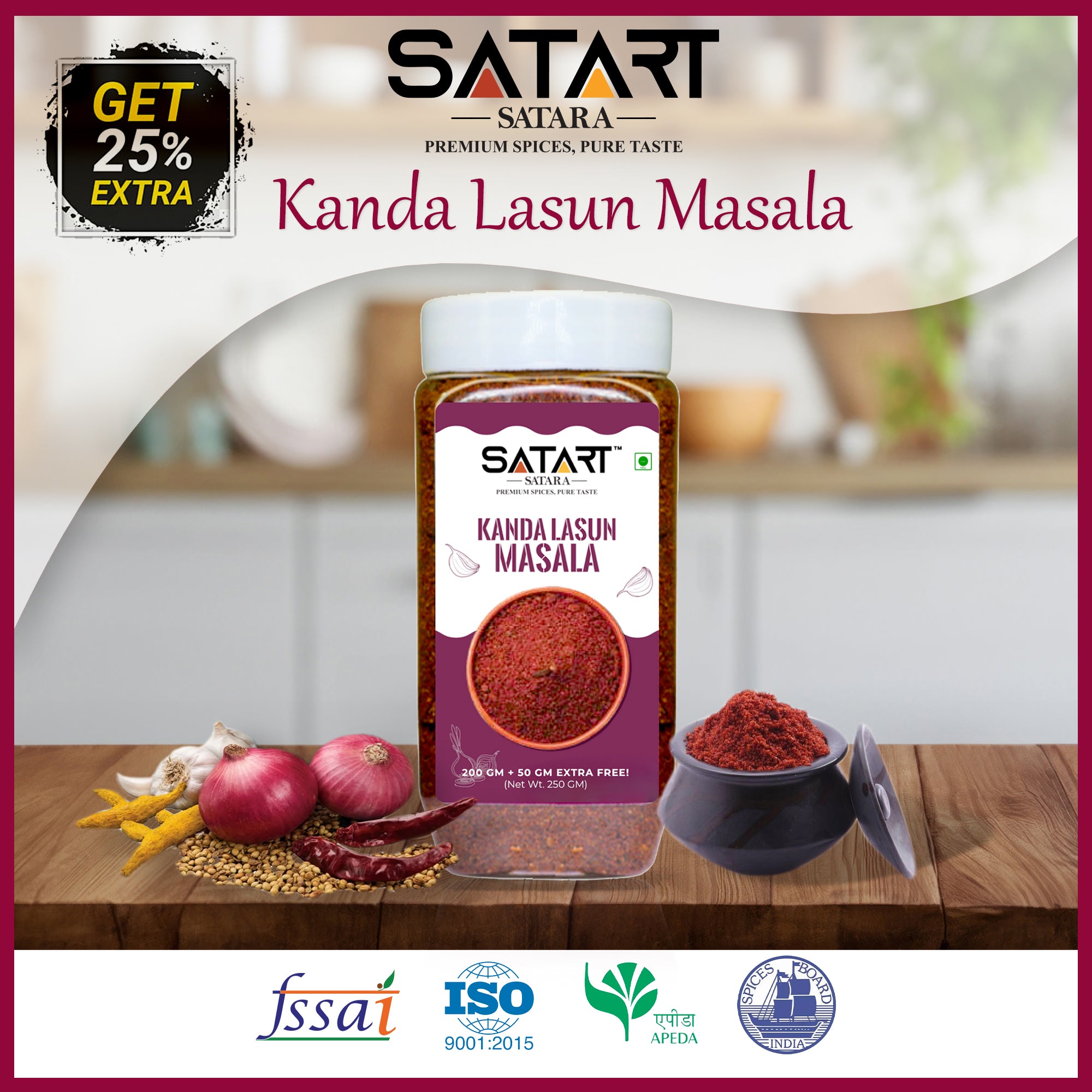 🌶️ Satara Spices – Kanda Lasun Masala (25% Extra)