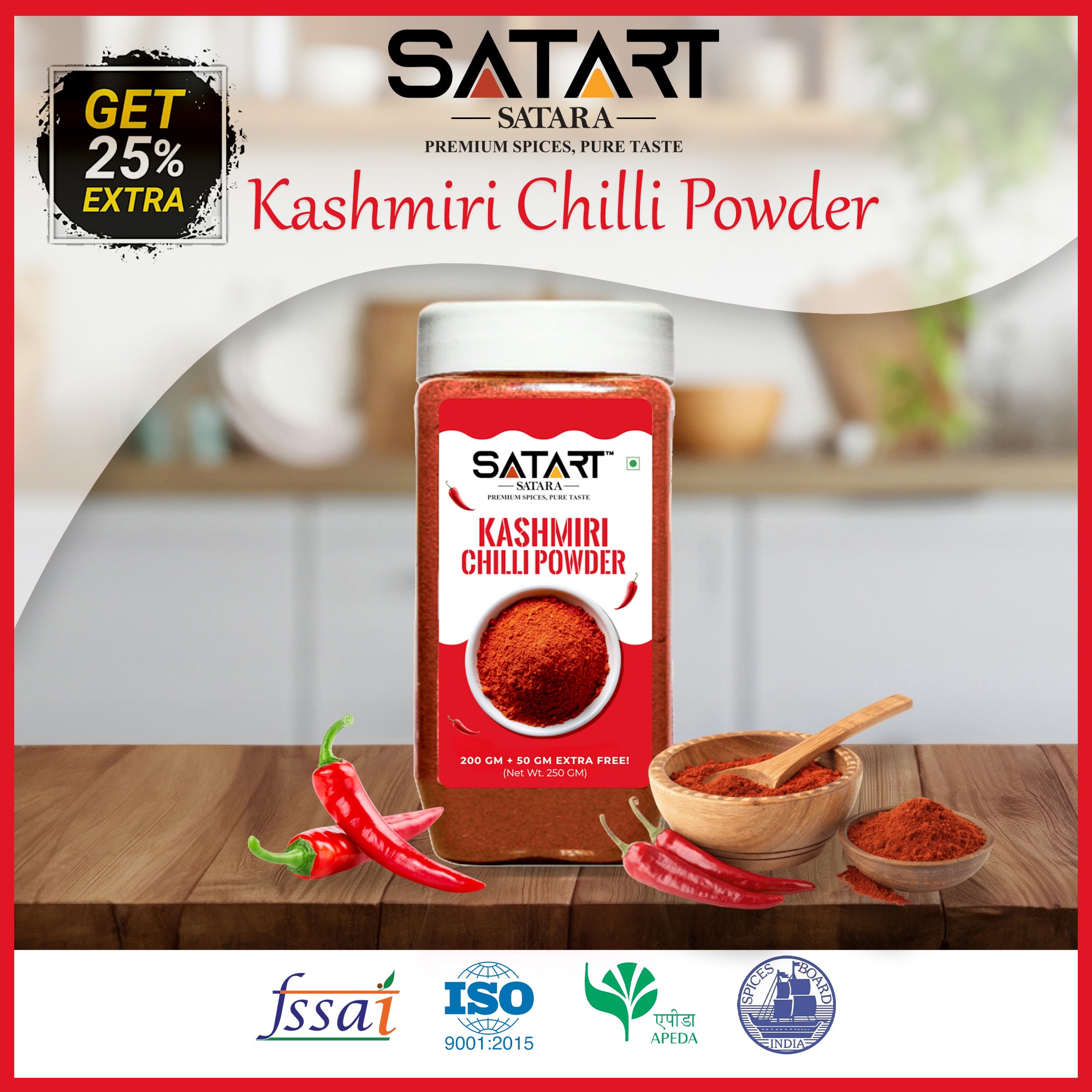 🔥 Satara Spices – Kashmiri Chilli Powder (25% Extra)