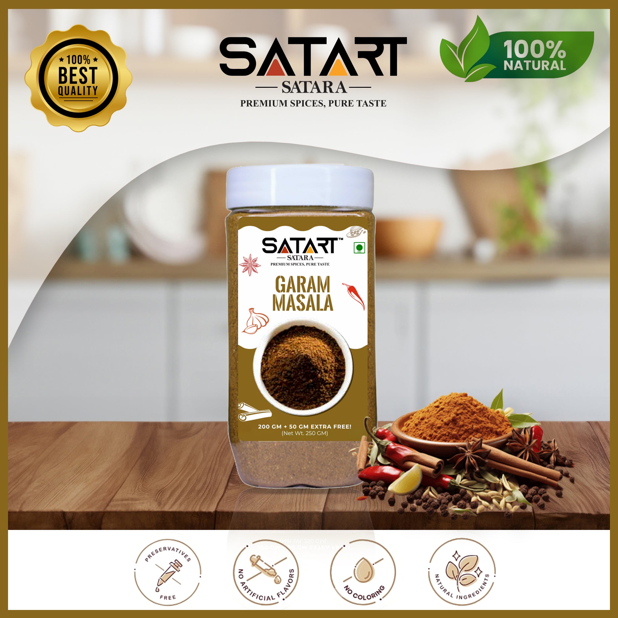 🌟 Satara Spices – Garam Masala (25% Extra)