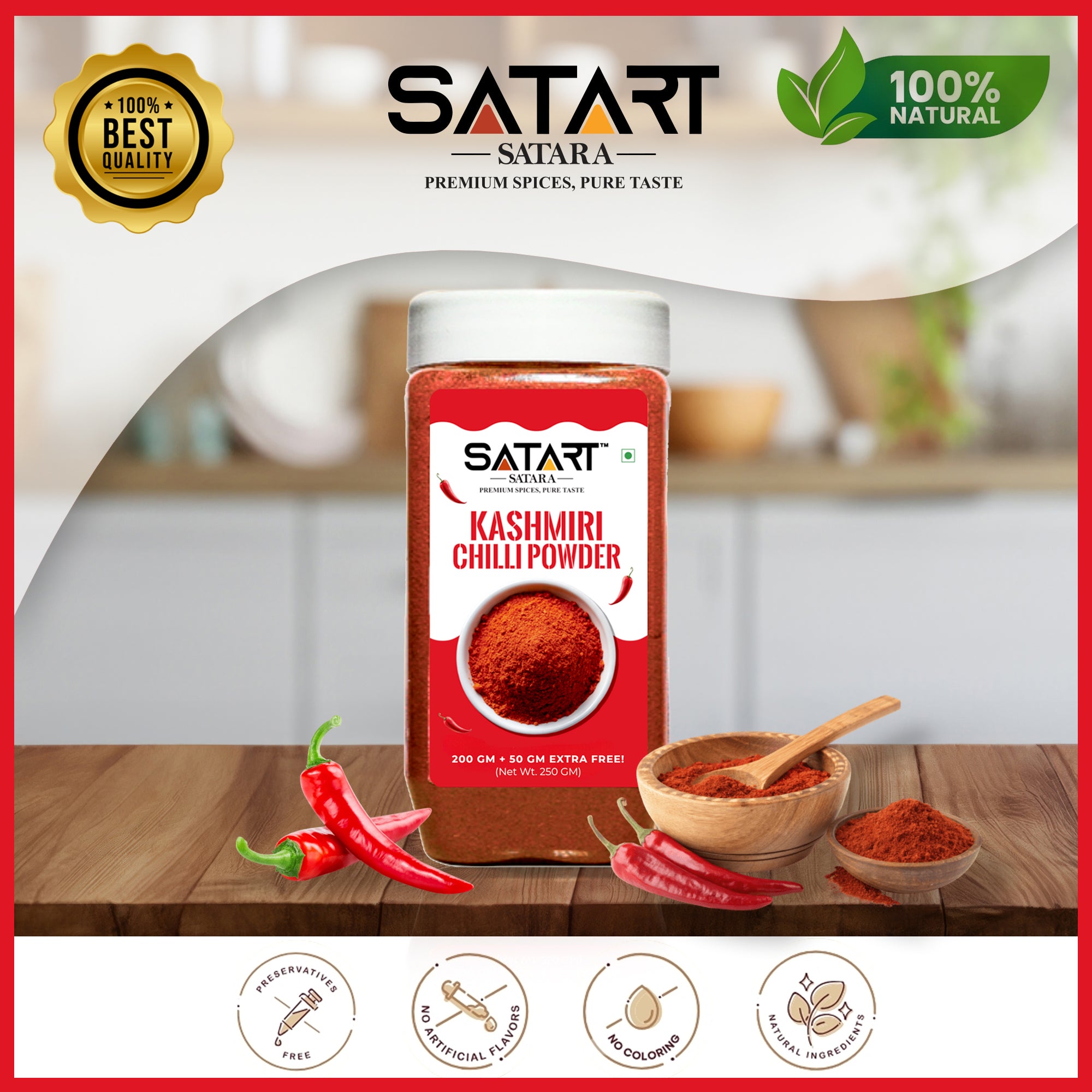 🔥 Satara Spices – Kashmiri Chilli Powder (25% Extra)