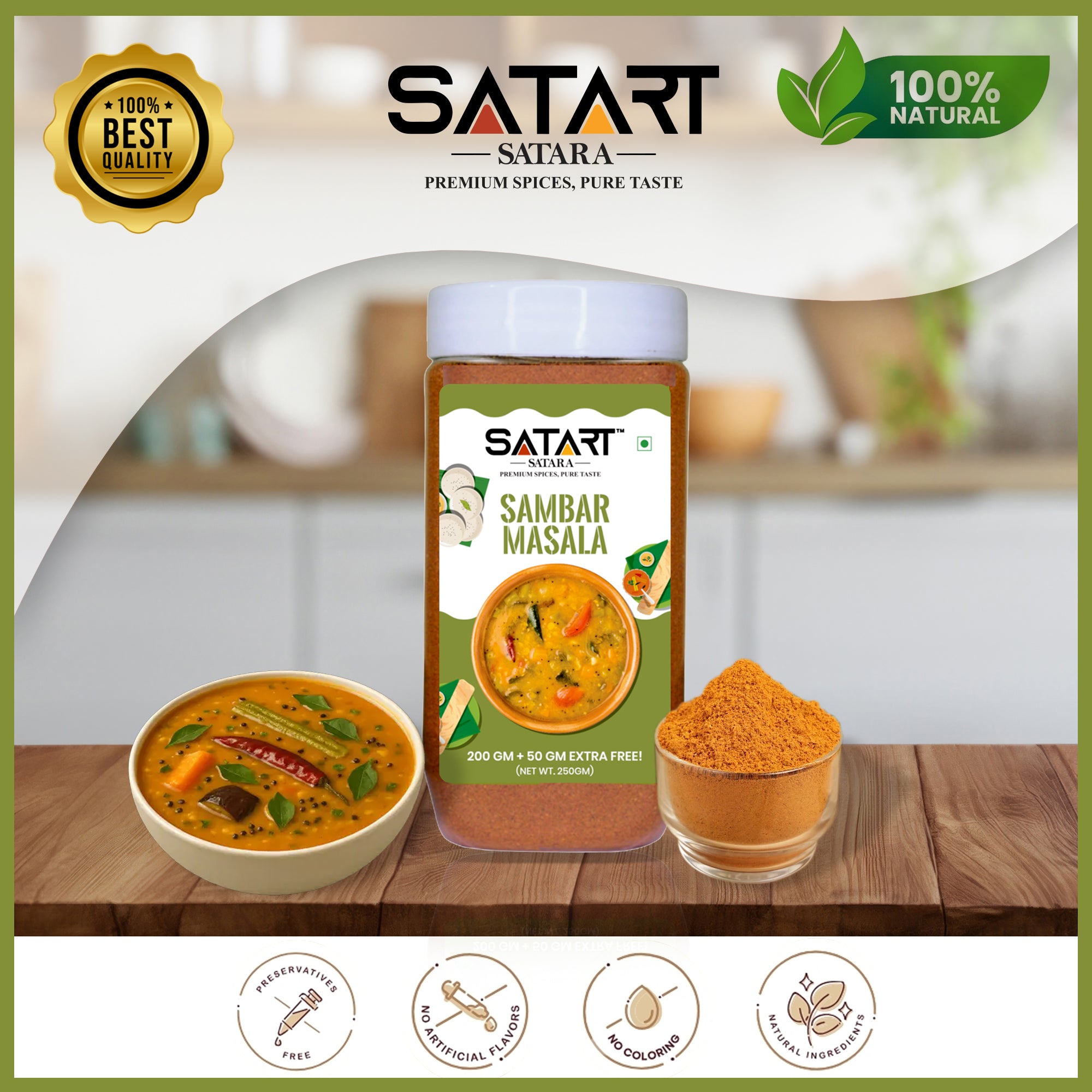 🍲 Satara Spices – Sambar Masala (25% Extra)