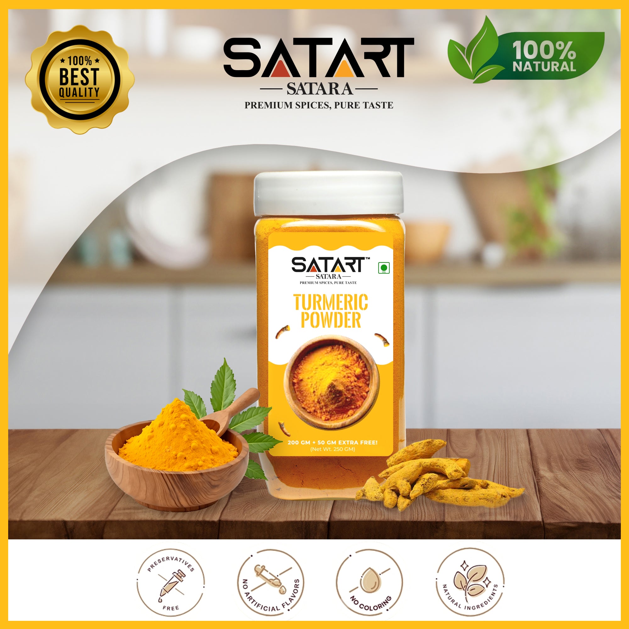 ✨ Satara Spices – Turmeric Powder (25% Extra)